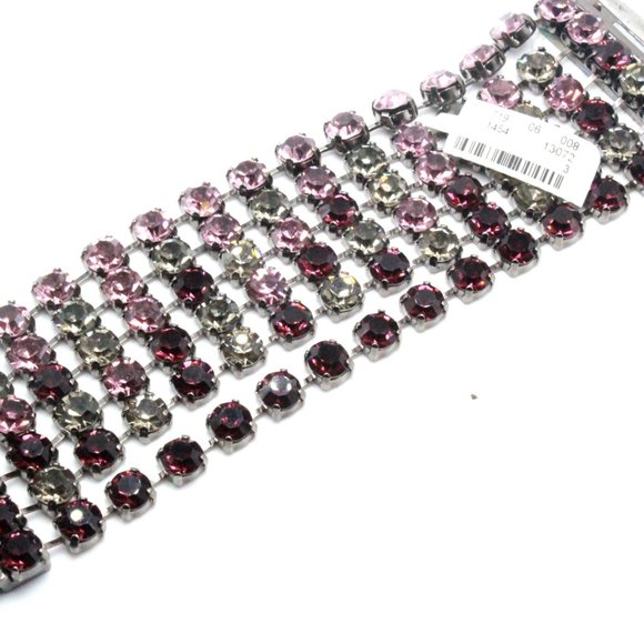 NWT $215 Nieman Marcus Mauve Purple Eggplant Wide Six Rows Blackened Bracelet - Picture 9 of 11